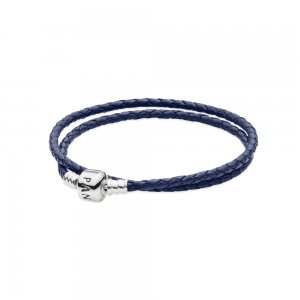 Bracelete PANDORA de Couro Duplo Azul - 590705CDB-D