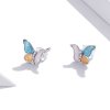 Brincos Petit Borboleta Com Três Cores estilo Pandora - SCE1156