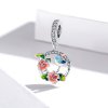Charm Pendente Pássaros e flores estilo Pandora - SCC1726