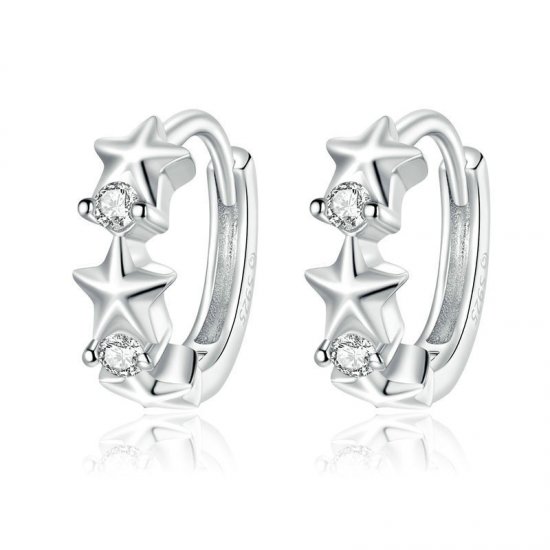 Brinco Argolas Estrelas estilo Pandora - BSE434  Clique na imagem para fechar