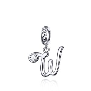 Charm Pendente Letra W estilo Pandora - SCC1183-W Charm Pendente Letra W estilo Pandora - SCC1183-W