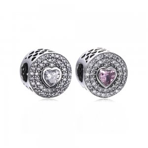 Charm berloques Pandora de prata Coração cintilante