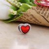 Charm berloques Pandora de prata Coração vermelho