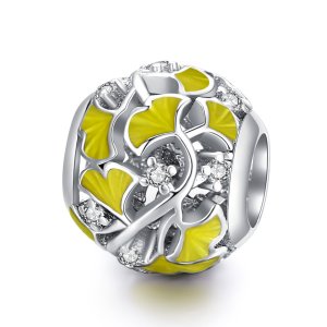 Charm Folhas Elegantes de Ginkgo estilo Pandora - BSC334 Charm Folhas Elegantes de Ginkgo estilo Pandora - BSC334