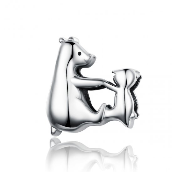 Charm Mãe e filho urso polar estilo Pandora - SCC1207  Clique na imagem para fechar