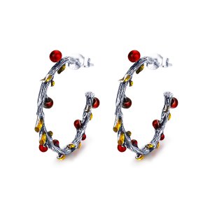 Brinco Argolas Cor do outono estilo Pandora - SCE443 Brinco Argolas Cor do outono estilo Pandora - SCE443