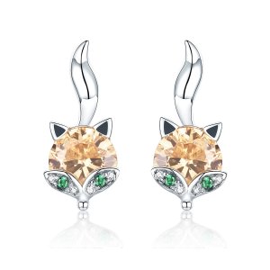 Brincos Petit Pequena raposa estilo Pandora - SCE527 Brincos Petit Pequena raposa estilo Pandora - SCE527