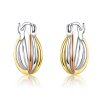 Brincos Petit Dois tons estilo Pandora - SCE719 Brincos Petit Dois tons estilo Pandora - SCE719