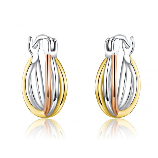 Brincos Petit Dois tons estilo Pandora - SCE719  Clique na imagem para fechar