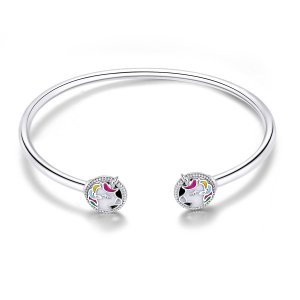 Bracelete Rigido Aberto Memória de Unicórnio estilo Pandora - SCB082 Bracelete Rigido Aberto Memória de Unicórnio estilo Pandora - SCB082