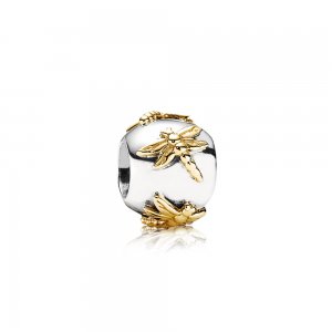 Charm PANDORA de Prata e Ouro Mini Libélulas - 790898 Charm PANDORA de Prata e Ouro Mini Libélulas - 790898
