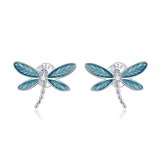 Brincos Petit Pequena libélula estilo Pandora - BSE455  Clique na imagem para fechar