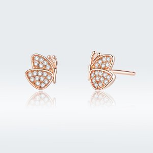 Brincos Petit Borboleta estilo Pandora Rose - SCE776 Brincos Petit Borboleta estilo Pandora Rose - SCE776