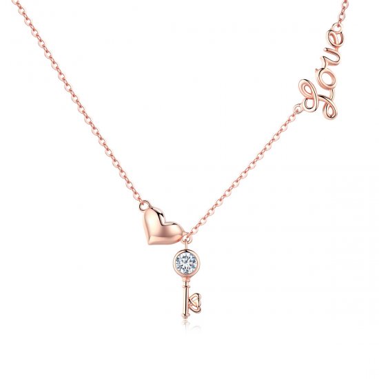 Colar Chave do coração estilo Pandora Rose - SCN292  Clique na imagem para fechar