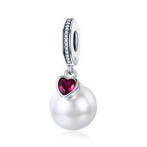 Charm Pendente Contas E Corações Brancos estilo Pandora - SCC782