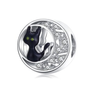 Charm Halloween Gato Preto estilo Pandora - BSC325 Charm Halloween Gato Preto estilo Pandora - BSC325