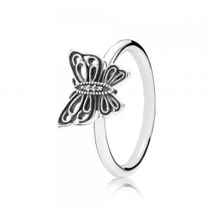 Openwork butterfly Anel PANDORA de Prata com Zircônia Cúbica