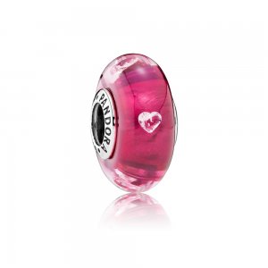 Charm berloques PANDORA Murano Coração Cereja