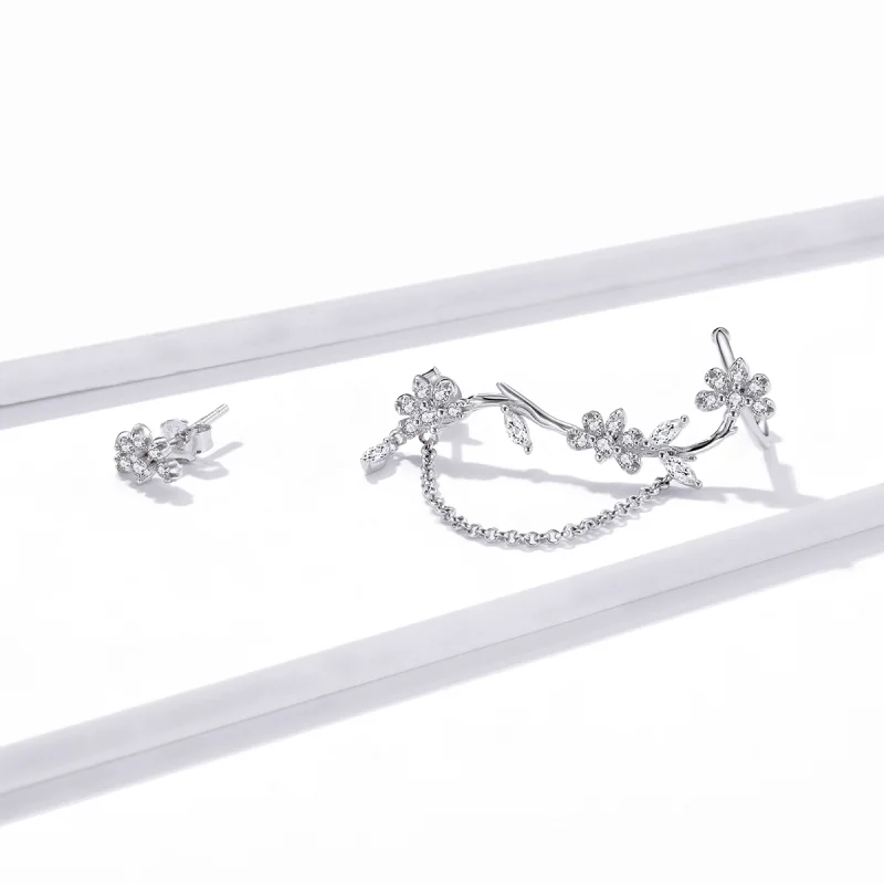 (imagem para) Pandora Style Blossoms On Moshang Ear clip - BSE476 - Visualizar 3