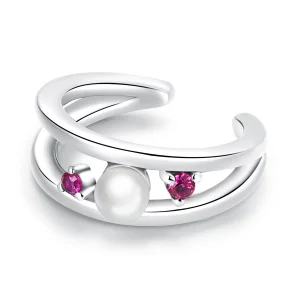 (imagem para) Pandora Style Exquisite Shell Pearl Double Layer Ear clip - SCE1431