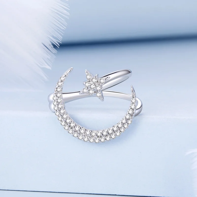 (imagem para) Pandora Style Moon and Stars Ear clip - BSE701 - Visualizar 2