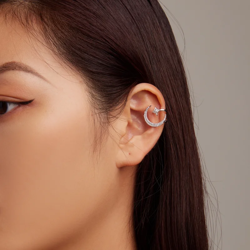 (imagem para) Pandora Style Moon and Stars Ear clip - BSE701 - Visualizar 6