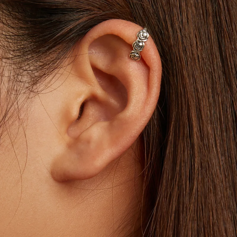 (imagem para) Pandora Style Retro Rose Ear clip - BSE582 - Visualizar 8