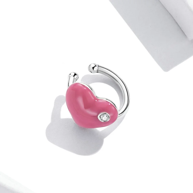 (imagem para) Pandora Style Rose Red Heart Ear clip - SCE1362 - Visualizar 4