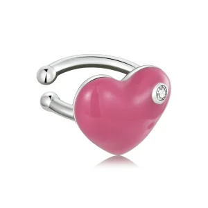 Pandora Style Rose Red Heart Ear clip - SCE1362 (imagem para) Pandora Style Rose Red Heart Ear clip - SCE1362