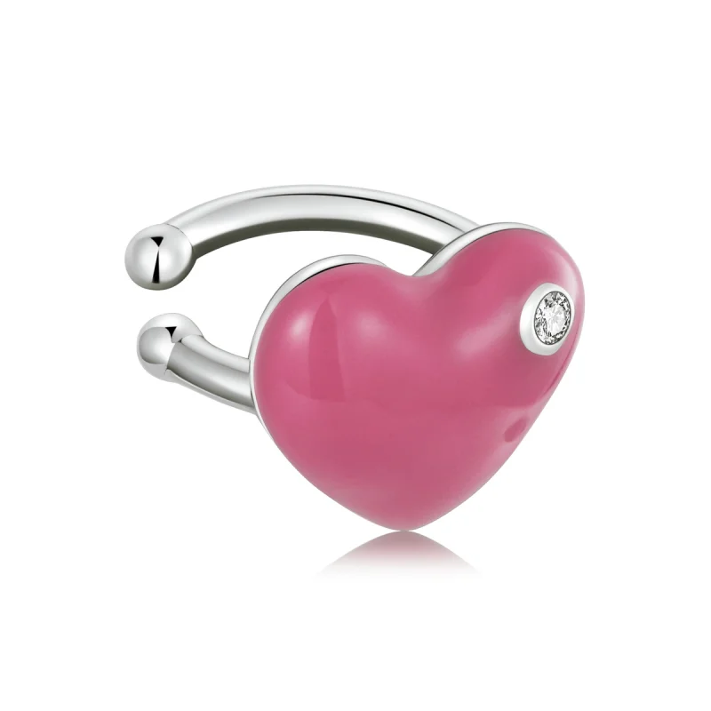 (imagem para) Pandora Style Rose Red Heart Ear clip - SCE1362