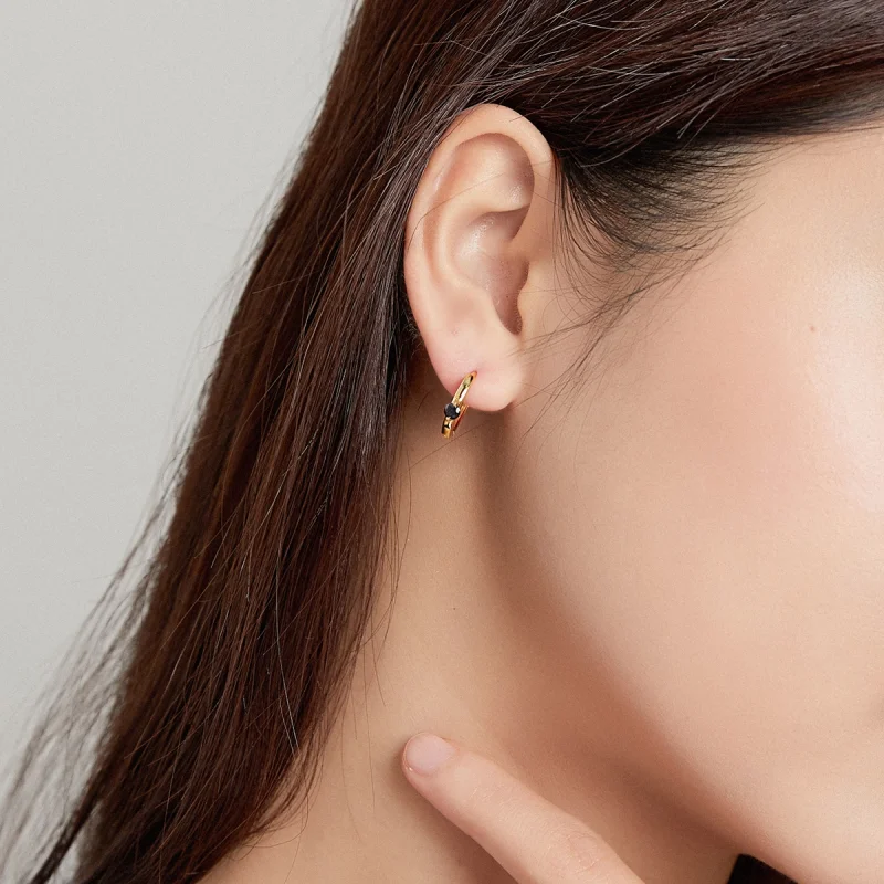 (imagem para) Brinco Argolas Bola estilo Pandora - SCE1050-BK - Visualizar 4