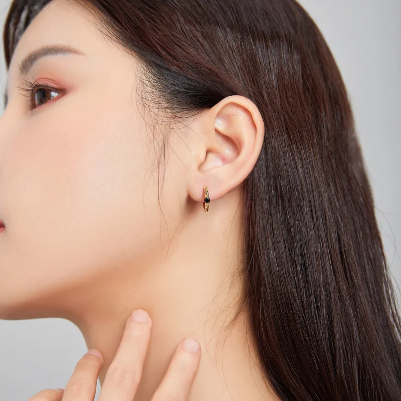 (imagem para) Brinco Argolas Bola estilo Pandora - SCE1050-BK - Visualizar 5