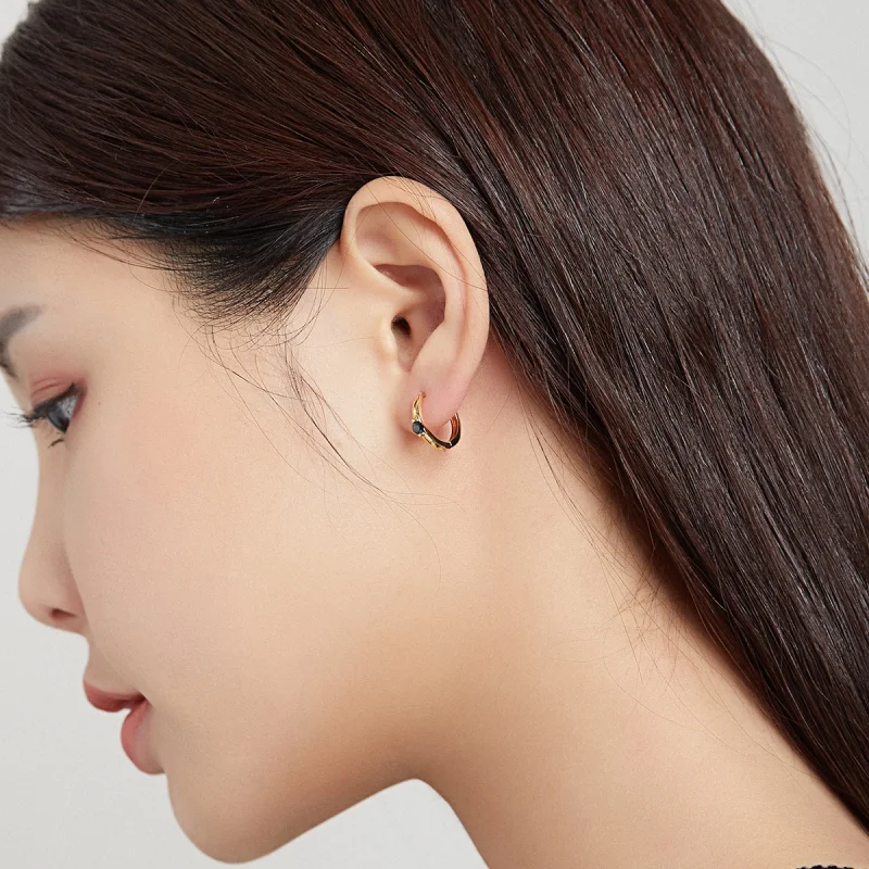 (imagem para) Brinco Argolas Bola estilo Pandora - SCE1050-BK - Visualizar 6