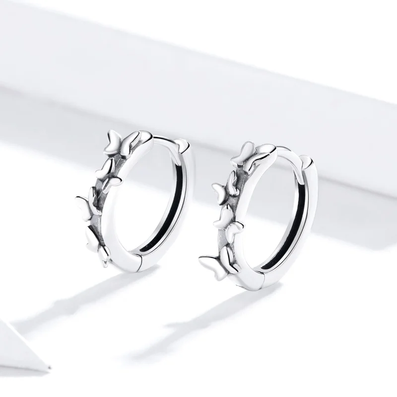 (imagem para) Brinco Argolas Butterfiles elegantes estilo Pandora - SCE927 - Visualizar 3