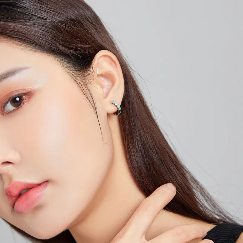 (imagem para) Brinco Argolas Corações estilo Pandora - SCE1052-TQ - Visualizar 3