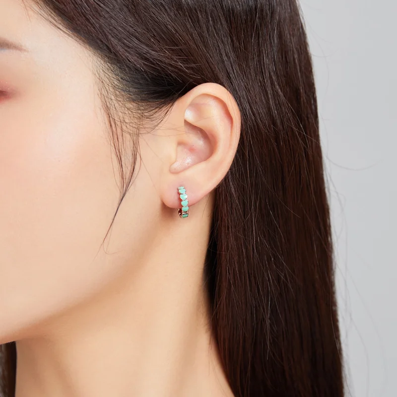 (imagem para) Brinco Argolas Corações estilo Pandora - SCE1052-TQ - Visualizar 5