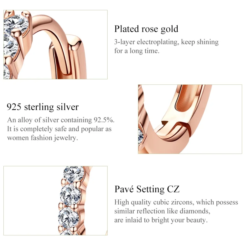 (imagem para) Brinco Argolas Declaração de Graça estilo Pandora Rosa - SCE351-C - Visualizar 4