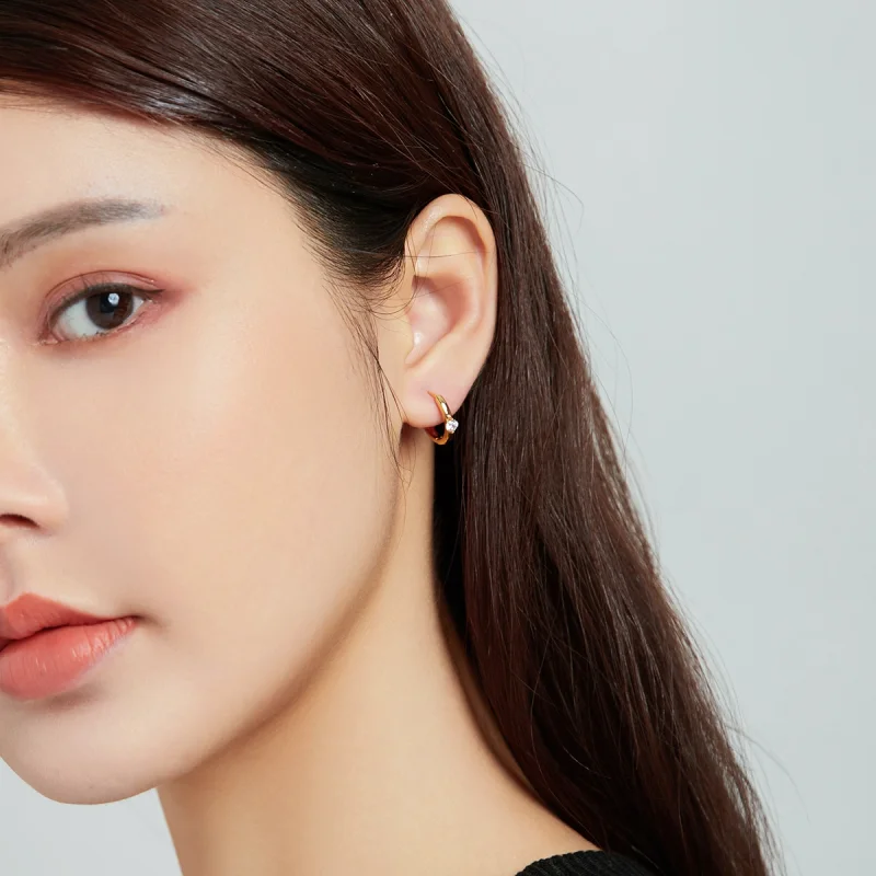 (imagem para) Brinco Argolas Diamante brilhante estilo Pandora - SCE1050-B - Visualizar 6