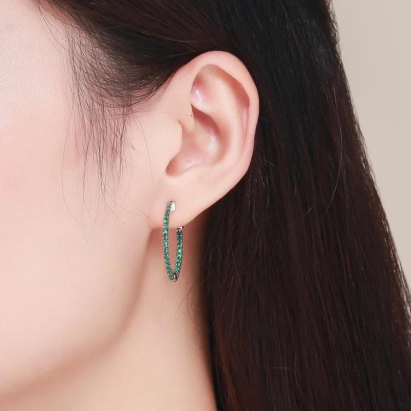 (imagem para) Brinco Argolas Estilo Verde estilo Pandora Rosa - SCE511 - Visualizar 4