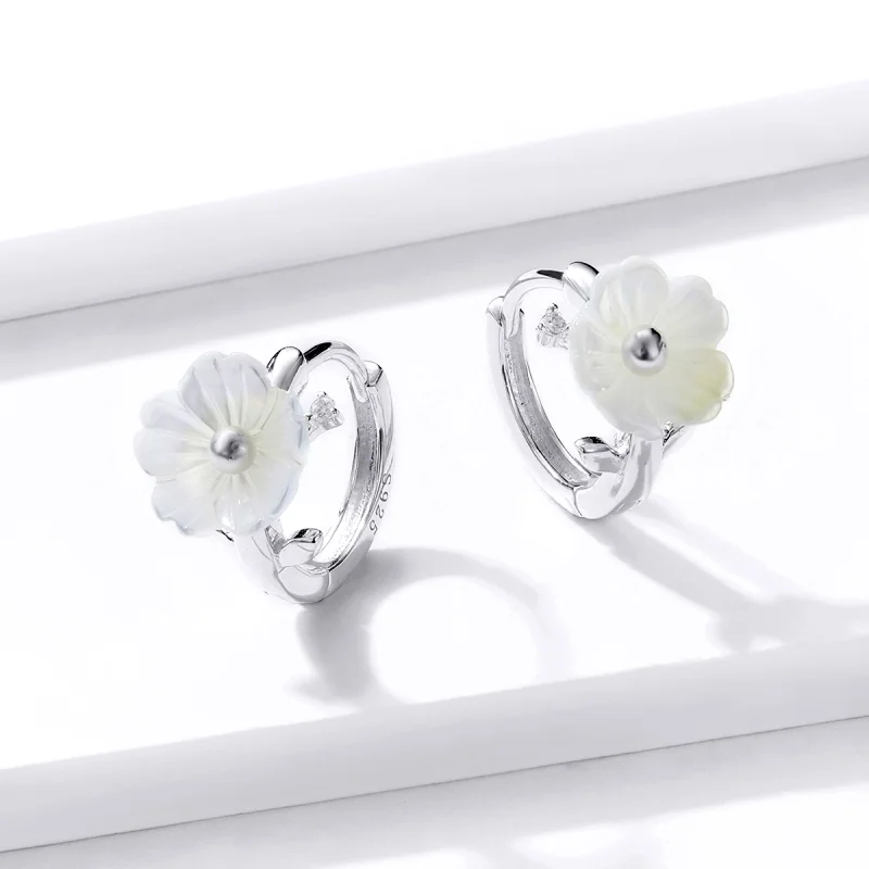 (imagem para) Brinco Argolas Flores puras estilo Pandora - BSE321 - Visualizar 3