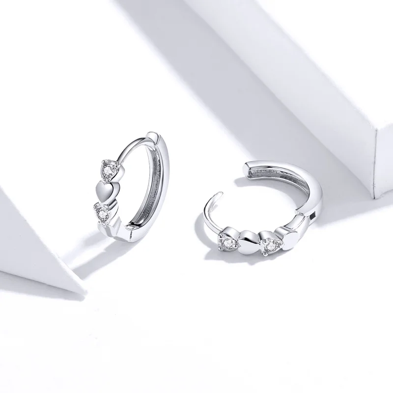 (imagem para) Brinco Argolas Formato de coração estilo Pandora - SCE777 - Visualizar 2