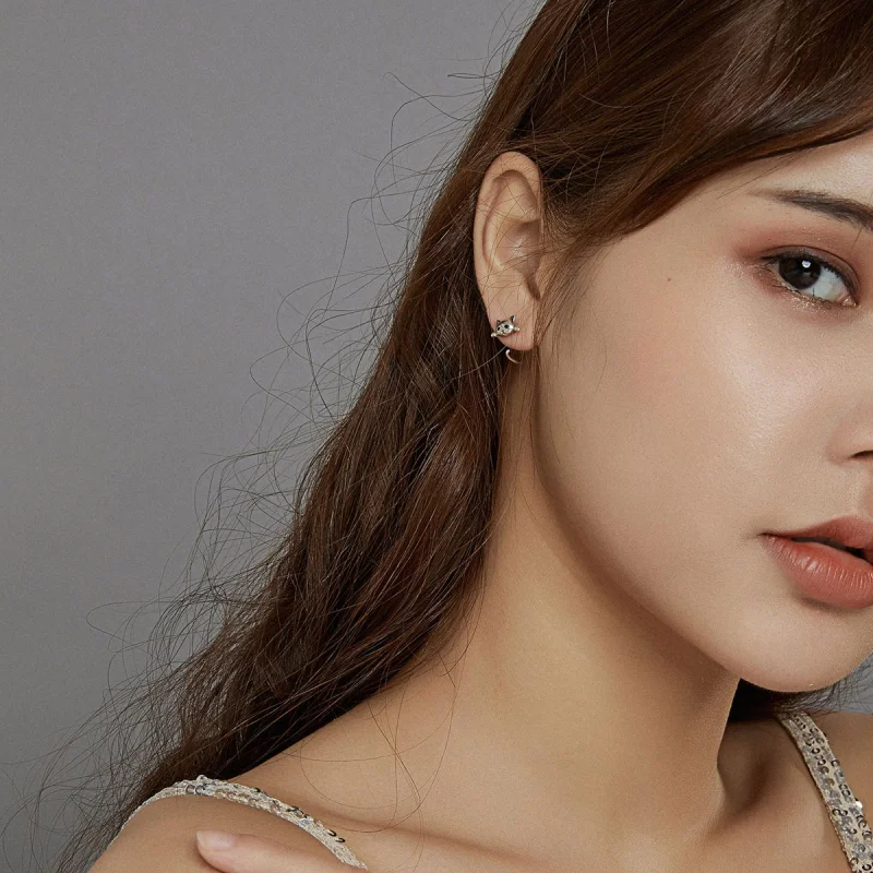 (imagem para) Brinco Argolas Gato fofo estilo Pandora - SCE965 - Visualizar 7