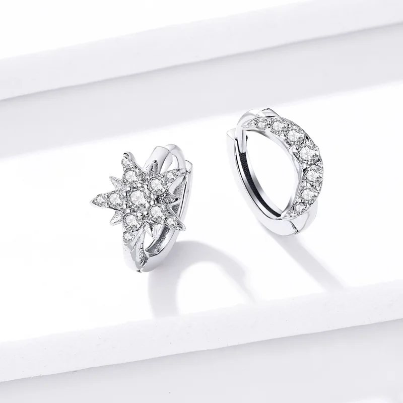 (imagem para) Brinco Argolas Lua e estrela estilo Pandora - BSE289 - Visualizar 4