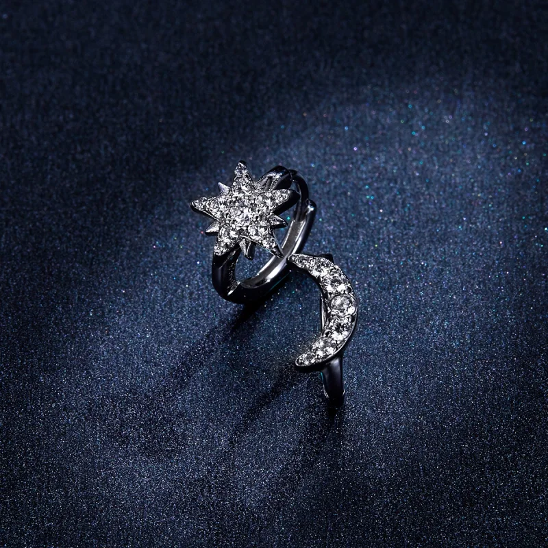 (imagem para) Brinco Argolas Lua e estrela estilo Pandora - BSE289 - Visualizar 6