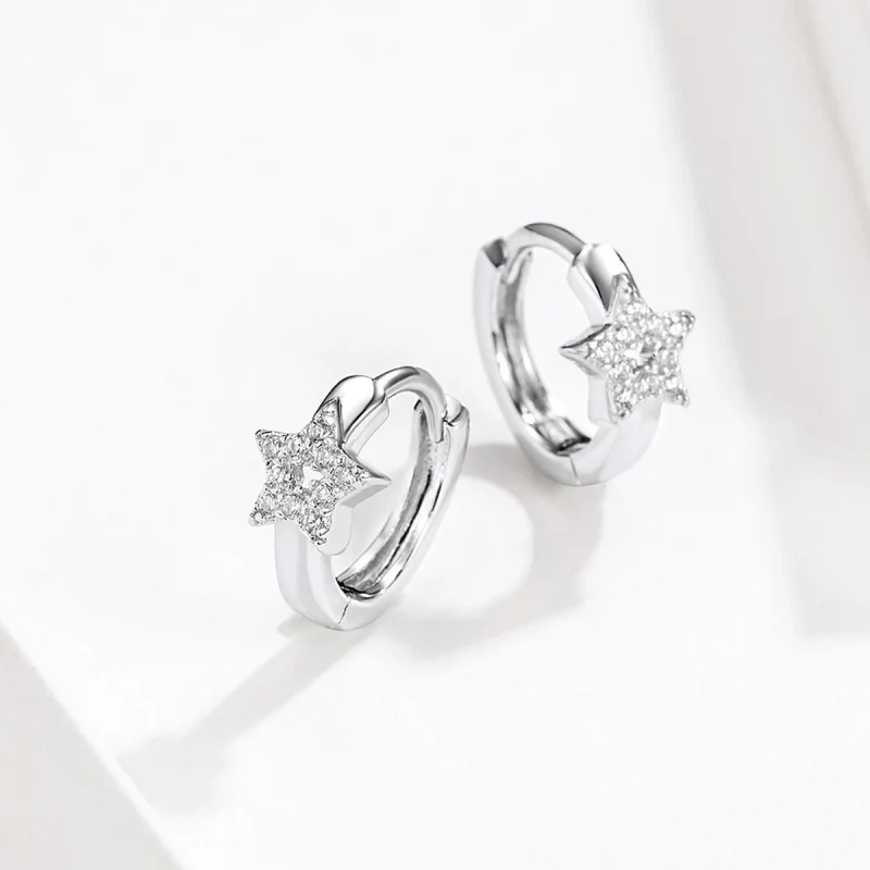 (imagem para) Brinco Argolas Luz estrelada estilo Pandora - BSE172 - Visualizar 4