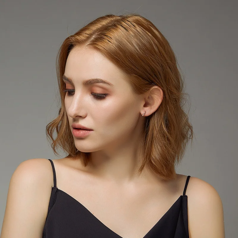 (imagem para) Brinco Argolas Namoro de corações estilo Pandora Rosa - SCE445-C - Visualizar 6