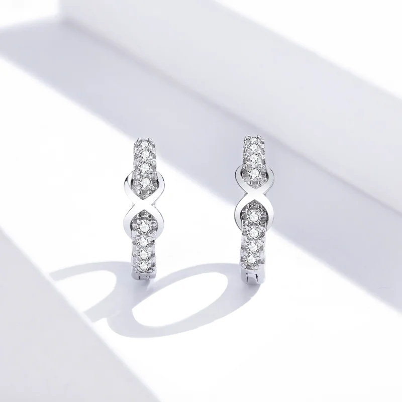 (imagem para) Brinco Argolas Símbolo infinito estilo Pandora - SCE872 - Visualizar 4