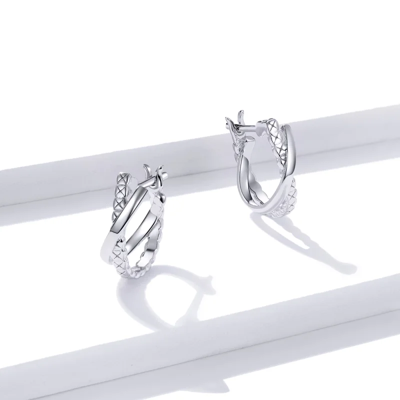 (imagem para) Brinco Argolas Textura de couro estilo Pandora - BSE440 - Visualizar 3