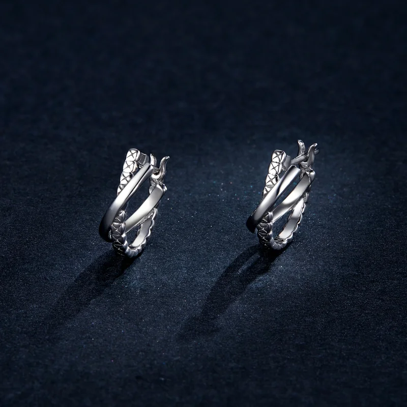 (imagem para) Brinco Argolas Textura de couro estilo Pandora - BSE440 - Visualizar 5