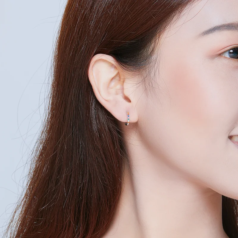 (imagem para) Brinco Argolas Zircão Colorido estilo Pandora - SCE721 - Visualizar 7